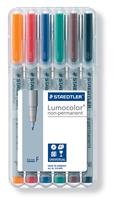 Staedtler OHP-marker Lumocolor Permanent geassorteerde kleuren, box met 6 stuks, medium 1 mm