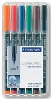 Staedtler OHP-marker Lumocolor Permanent geassorteerde kleuren, box met 6 stuks, superfijn 0,4 mm