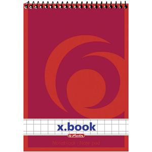 herlitz Spiralnotizblock x.book, DIN A7, 50 Blatt, kariert