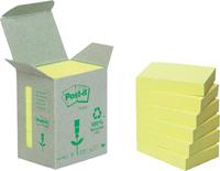 Post-it Recycled Sticky Notes Kleine Toren 38 x 51 mm. Geel. 6 stuks. 100 vellen (pak 6 blokken)