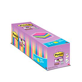 Post-it Super Sticky Notes, ft 76 x 76 mm, geassorteerde kleuren, pak van 21 + 3 gratis