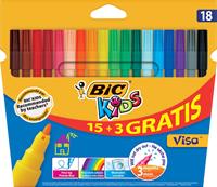 Bic Kids viltstiften Visa, ophangdoosje met 15 + 3 gratis