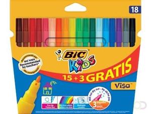 Bic Kids viltstiften Visa, ophangdoosje met 15 + 3 gratis