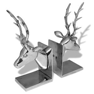 vidaXL Buchstützen Hirsch 2 Stk. Aluminium  Silber