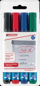 edding Flipchartmarker 383 Set Keilspitze 1 - 5mm Schwarz, Blau, Rot, Grün 4St.