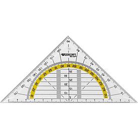 WESTCOTT Geodreieck, Hypotenuse: 140 mm, transparent