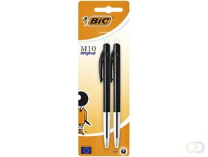 Bic balpen M10 Clic op blister, medium punt, zwart