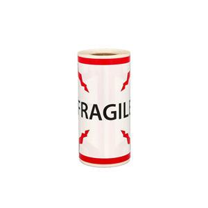 Fragile label, 101,6mm x 101,6mm, 100 etiketten, permanent