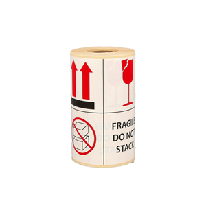 Fragile / Do not stack label, 101,6mm x 101,6mm, 200 etiketten