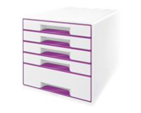 LEITZ Schubladenbox WOW CUBE, 5 Schübe, perlweiß/violett