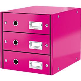 LEITZ Schubladenbox Click & Store WOW, 3 Schübe, pink