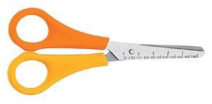 Schaar  kinderen ronde punt 130mm links geel/oranje