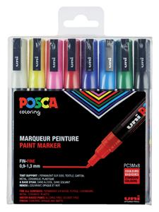 Posca Verfstift  0.9-1.3mm ass set à 8stuks