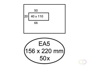 Hermes Envelop  EA5 156x220mm venster 4x11links zelfkl 50stuk