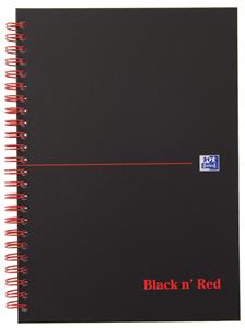 Oxford Notitieboek  Black n' Red A5 70v ruit 5mm