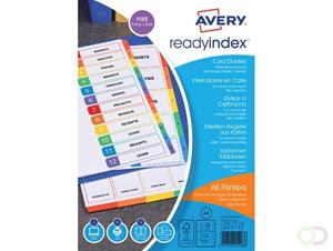 Tabbladen Avery Readyindex 9-gaats 12-delig 1-12 assorti
