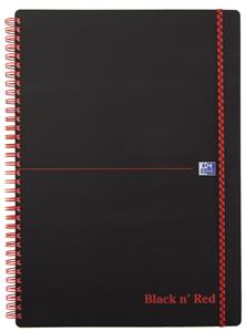 Oxford Notitieboek  Black n' Red A4 PP 70vel ruit 5mm