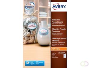 Avery Etiket  L7101REV-20 63.5x42.3mm afneembaar wit 360stuks