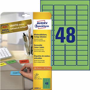 Avery Zweckform Etiket Avery L6040-20 45.7x21.2mm groen 960stuks