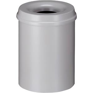 Vepa Bins Ronde papierbak met vlamdovende deksel diameter 25.5 x 36 cm. 15 liter. Grijs