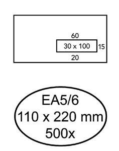 Hermes Envelop  EA5/6 110x220mm venster 3x10rechts zelfkl 500