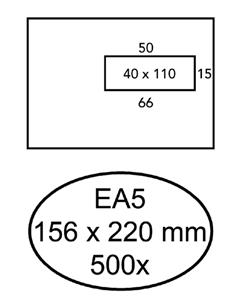 Hermes Envelop  EA5 156x220mm venster 4x11rechts zelfkl 500st