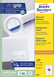 Etiket Avery Zweckform 3678 97x37mm wit 1400stuks