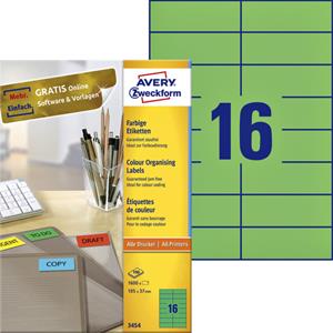 Avery Zweckform Etiket  3454 105x37mm groen 1600stuks