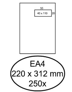 Hermes Envelop  akte EA4 220x312mm venster 4x11 rechts zelfkl 250st