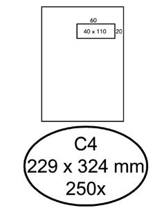 Hermes Envelop  akte C4 229x324mm venster 4x11 rechts zelfkl 250st