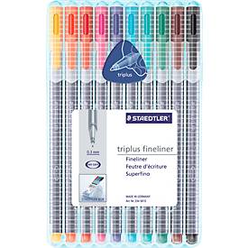 Staedtler fineliner Triplus geassorteerde kleuren, opstelbare box met 10 stuks