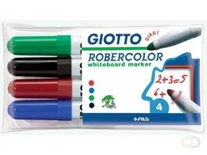 Giotto Robercolor whiteboardmarker maxi, ronde punt, etui met 4 stuks in geassorteerde kleuren