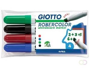 Giotto Robercolor whiteboardmarker maxi, schuine punt, etui met 4 stuks in geassorteerde kleuren