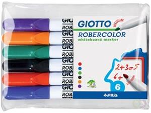 Giotto Robercolor whiteboardmarker, medium, ronde punt, etui met 6 stuks in geassorteerde kleuren