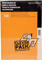 Cleverpack monsterenveloppen, ft 262 x 371 x 38 mm, met stripsluiting, crème, pak van 10 stuks