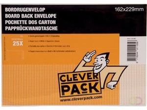 Cleverpack bordrugenveloppen, ft 162 x 229 mm, met stripsluiting, wit, pak van 25 stuks