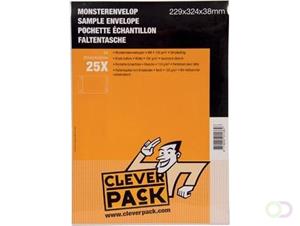 Cleverpack monsterenveloppen, ft 229 x 324 x 38 mm, met stripsluiting, wit, pak van 25 stuks