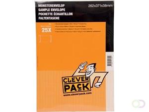 Cleverpack monsterenveloppen, ft 262 x 371 x 38 mm, met stripsluiting, wit, pak van 25 stuks