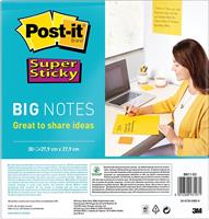 Post-it Super Sticky Big Notes, ft 28 cm x 28 cm, blok van 30 vel, geel