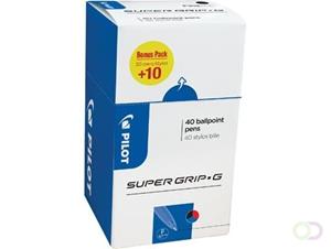 Pilot balpen Super Grip G fijn met dop, value pack met 30 + 10 stuks in 3 geassorteerde kleuren