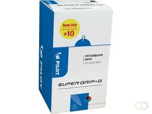 Pilot balpen Super Grip G fijn met dop, value pack met 30 + 10 stuks in 4 geassorteerde kleuren