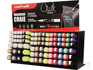 Uni-ball krijtmarker, display met 96 stuks in geassorteerde kleuren en punten