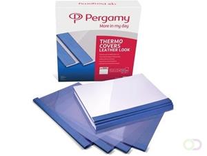 Pergamy thermische omslagen ft A4, 1,5 mm, pak van 100 stuks, lederlook, blauw