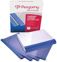 Pergamy thermische omslagen ft A4, 3 mm, pak van 100 stuks, lederlook, blauw