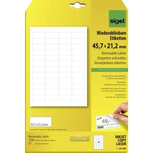 Sigel LA204 Etiketten (A4) 45.7 x 21.2 mm Papier Wit 1200 stuks Weer verwijderbaar Universele etiketten