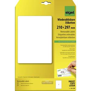 sigel Etiketten 210 x 297mm Papier Weiß 25 St. Wiederablösbar Universal-Etiketten 25 Blatt D