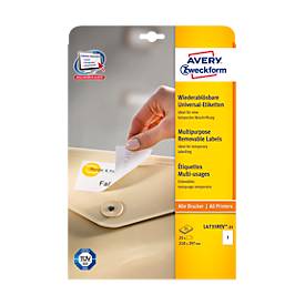 Avery Zweckform Etiket  L4735REV-25 210x297mm A4 afneembaar wit 25stuks