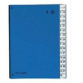 PAGNA sorteermap Color 1-31, ook voor oversized maten, numeriek, polypropeen, blauw