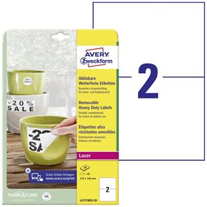 Avery-Avery Avery Avery Avery Avery Avery Avery Avery Avery Avery Avery Avery Avery Avery Avery Avery Avery Avery Avery Avery Zweckform L4717REV-20 Etiketten 210 x 148 mm Polyester folie Wit 40 stuk(s