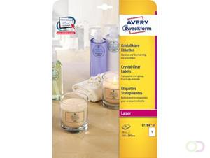 Avery Zweckform Avery transparante Crystal Clear etiketten ft 21 x 29,7 cm, 25 etiketten, 1 per blad